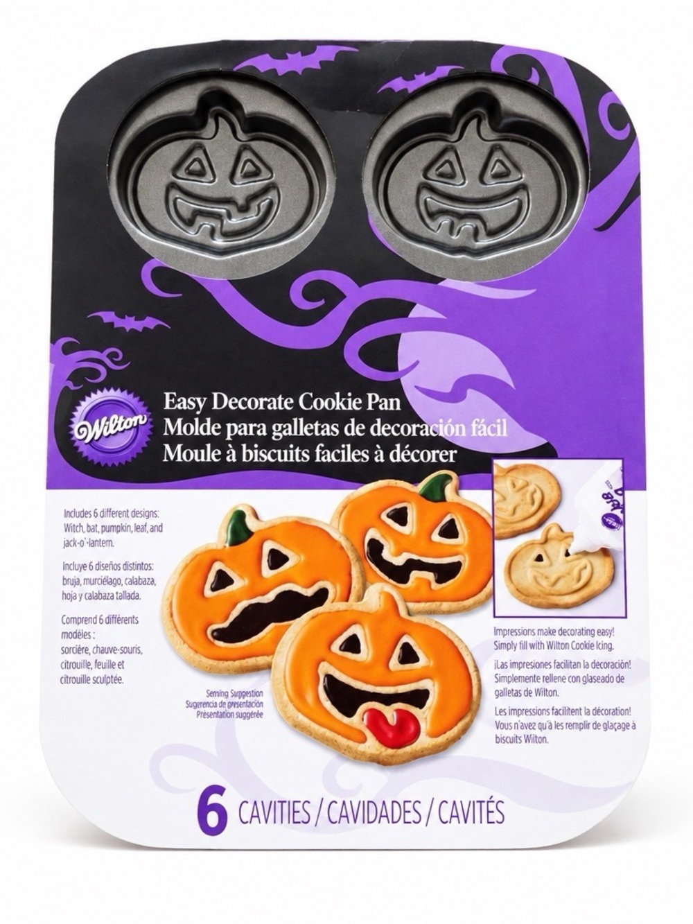Wilton Pumpkin Cookie Pan - Black & Purple Packaging